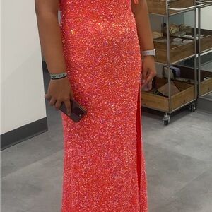 Elegant Coral Sequin Gown